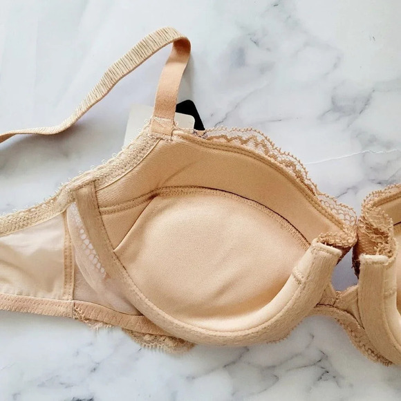 Wacoal Lingerie Vision Padded Push Up Underwire Lace 112003 Nude Pinup Bra 32D - Picture 7 of 8